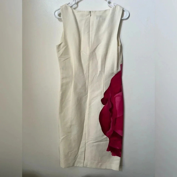 NWT TALBOTS Ivory sleeveless dress with large pink flower size 6 - Picture 2 of 5